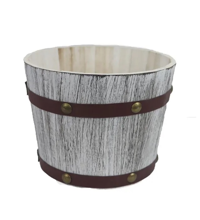 Dřevěný kulatý obal na květiny 19,5 x 14,5 cm